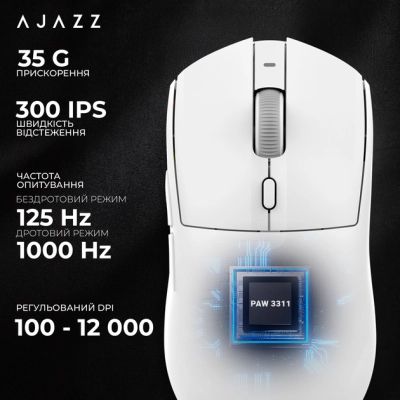 Мышка Ajazz AJ139 V2 MC Wireless/Bluetooth/USB White (AJ139-V2-MC-W) | Зображення 3