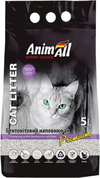 Наповнювач для котячого туалету AnimAll Бентонітовий грудкувальний з ароматом лаванди  10 л