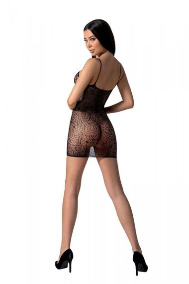 Ажурное мини-платье на тонких бретелях Passion BS096 One Size, black, плетение на груди | Зображення 1