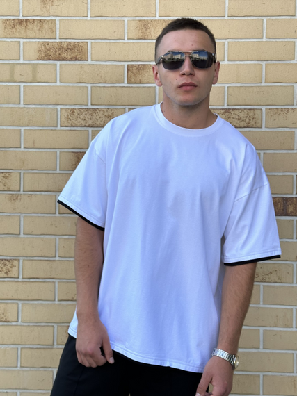 Мужская летняя футболка в стиле оверсайз DE9578 цвет белый, размер M | Зображення 2