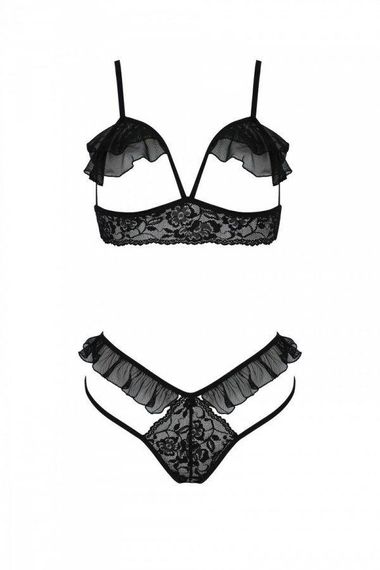 Эротический комплект Passion DOLLY SET, XXL/XXXL, black, с открытыми чашками Sex Aura | Зображення 2