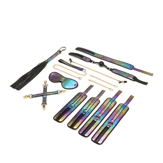 БДСМ-набор Liebe Seele Vivid Rainbow 8 Pieces Set, 8 аксессуаров, экокожа на бархатной основе | Зображення 1