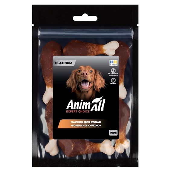 Ласощі для собак гомілка з куркою AnimAll Platinum, 100 гр