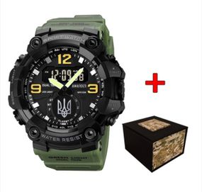 Чоловічий тактичний годинник Awarder 003 Тризуб срібло Army Green-Black 1202-0116