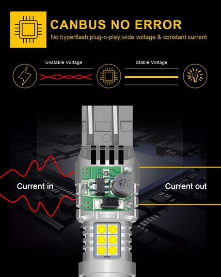 Автомобільна світлодіодна лампа KATUR 7443 T20 992 W21/5W, Безобігова заміна сигналу повороту Заднє гальмо | Зображення 8