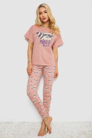 Пижама женская с принтом, цвет персиковый, 243R15420