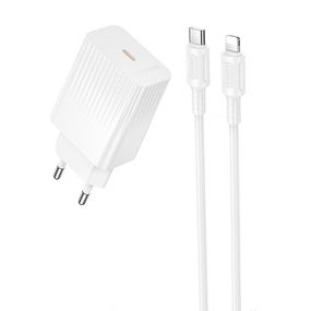 МЗП Borofone BAS75A Source PD30W (1USB-C) + кабель Type-C to Lightning White