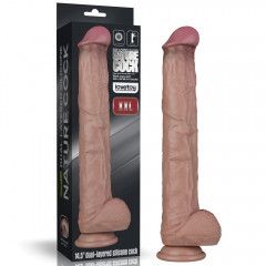 Фалоімітатор - Dual Layered Bendable Silicone Cock XXL 14.5'' Flesh Sex Aura | Зображення 1