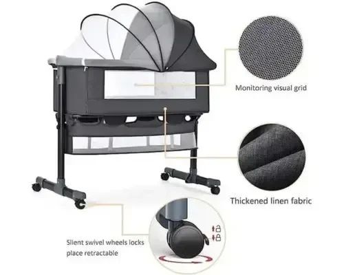 Багатофункціональне дитяче приставне ліжечко-гойдалка з пеленалним столиком | Зображення 3