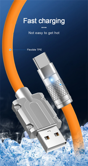 USB Type-C кабель швидкого заряджання 120 W силіконовий 1 метр | Зображення 6