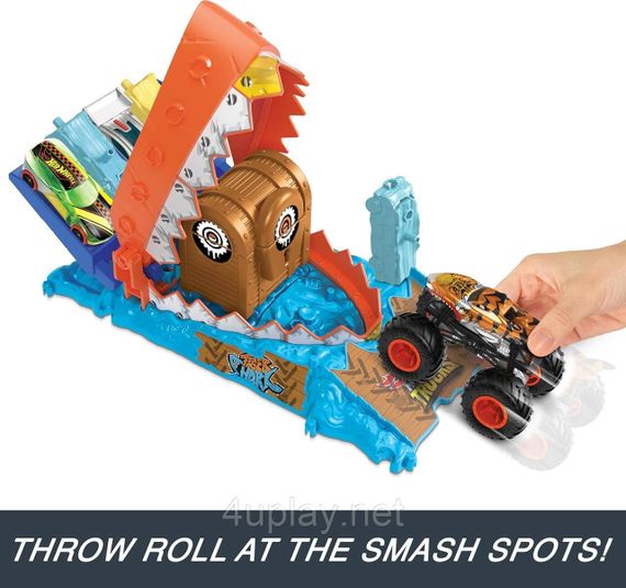 Трек Хот Вілс Монстр-трак Нищівники арени з тигровою акулою Hot Wheels Monster Trucks Arena Smashers Treasure Chomp Challenge | Зображення 3