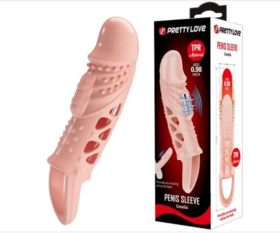 Подовжувальна насадка з вібростимуляцією (на 2,5 см) PRETTY LOVE — PENIS SLEEVE Cecelia Sex Aura | Зображення 1