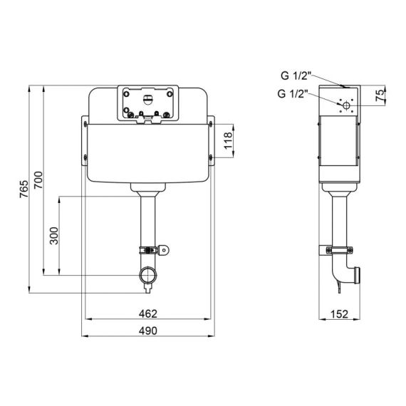 Змивний бачок прихованого монтажу для унітаза Qtap Nest QT0122490S4Q1 | Зображення 1