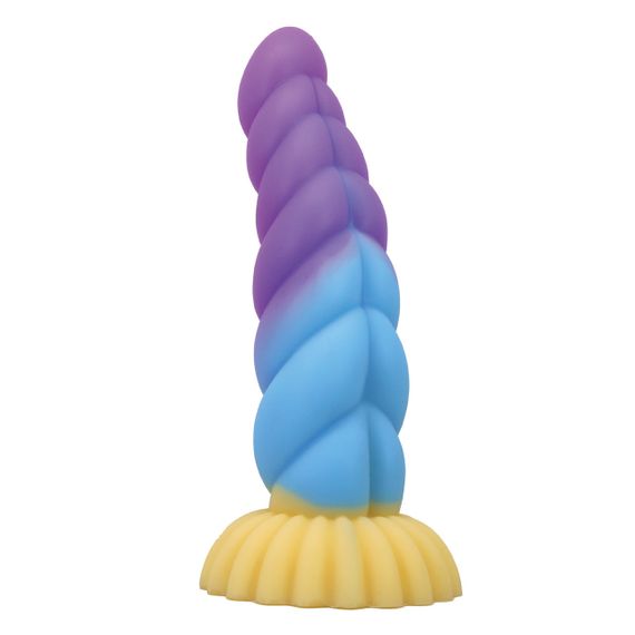 Фалоімітатор силіконовий Power Monsters Unicorn на присосці, різнокольоровий, 22 см Sex Aura | Зображення 4