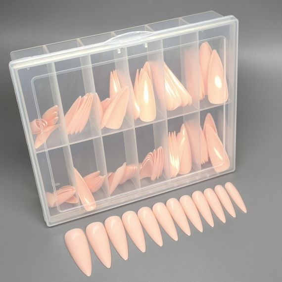 Гелевые типсы для наращивания №3 персиковые 240шт (средний стилет) в боксе