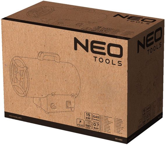 Теплова гармата Neo Tools 15 кВт, площа обігріву 150 кв.м., підлоговий, чорний (90-083) | Зображення 1