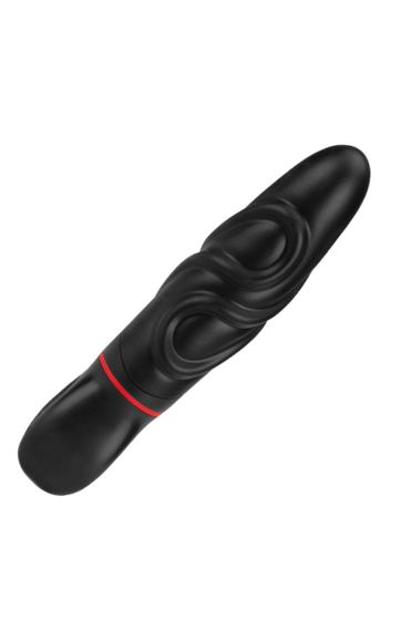 Розкішний вібратор з опуклими ребрашками для стимуляції AMOR BIG VIBRATOR BRUCE Black (Застосунок НЕ sexstyle