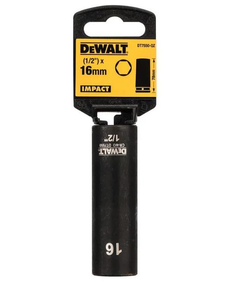 Головка торцева ударна DeWalt IMPACT довга шестигранна 1/2" 16 мм (DT7550)