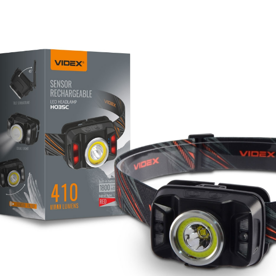 Ліхтарик LED налобний 410Lm 5000К чорний VLF-H035C Videx | Зображення 3