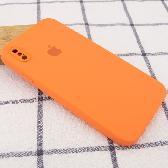 Чохол Silicone Case Square Full Camera Protective (AA) для Apple iPhone XS / X (5.8") Помаранчевий / Papaya | Зображення 1