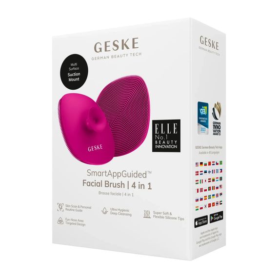 Щітка для обличчя GESKE Facial Brush 4в1 з тримачем white, Малиновий | Зображення 7