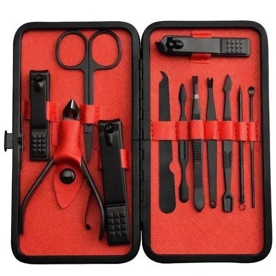 Манікюрний набір для догляду за нігтями, бровами та обличчям на 12 предметів, Манікюрні набори для чоловіків | Зображення 4