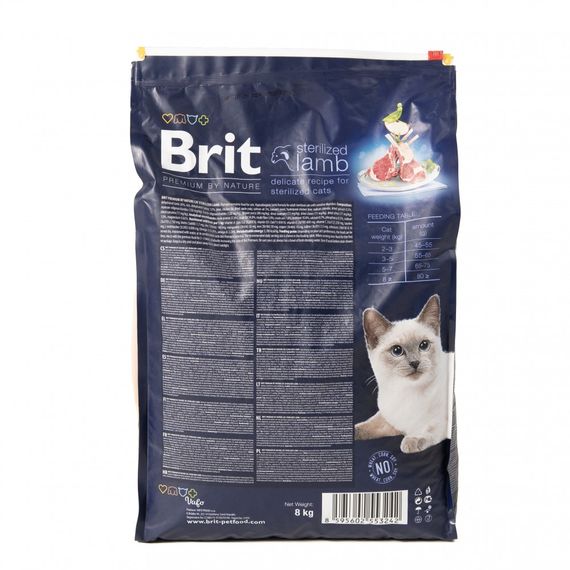 Корм сухий Brit Premium by Nature Cat Sterilized Lamb для стерилізованих котів з ягням 8 кг | Зображення 2