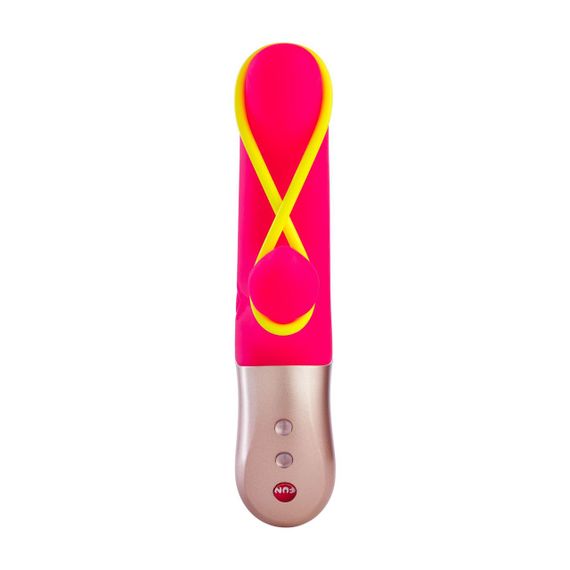 Мини вибратор-кролик со стимулирующей лентой Fun Factory AMORINO pink/neon yellow, лента съемная | Зображення 1