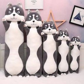 Іграшка-подушка м'яка Хаскі Батон 90см Сіра