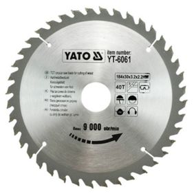 Диск пиляльний победітовий по дереву 184х30мм 40 зубів YATO YT-6061