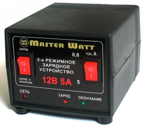 Автоматичне ЗУ для акумулятора MW-AZU12-5A 12V (4.5-100Ah) (MF,WET,AGM,GEL), 180-245V, Ток заряда режим-0,8А/5А, крокодили в комплекті