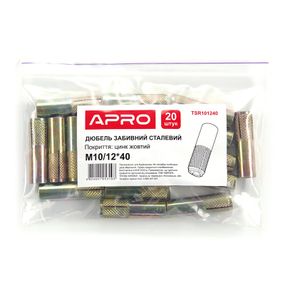 Дюбель сталевий забивний М10/12х40 цинк жовтий (пач. 20 шт.) APRO TSR1012401