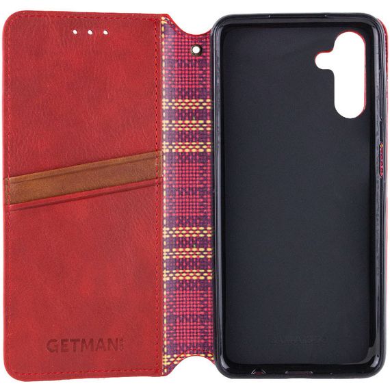 Шкіряний чохол-книжка GETMAN Cubic (PU) для Samsung Galaxy A04s Штучна шкіра, Слот для візитки, Червоний | Зображення 2