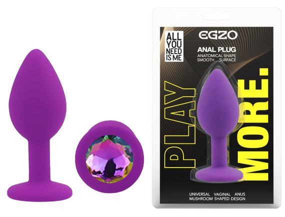 Силіконова анальна пробка EGZO - Silicone Purple Round Plug Rainbow, size S Sex Aura