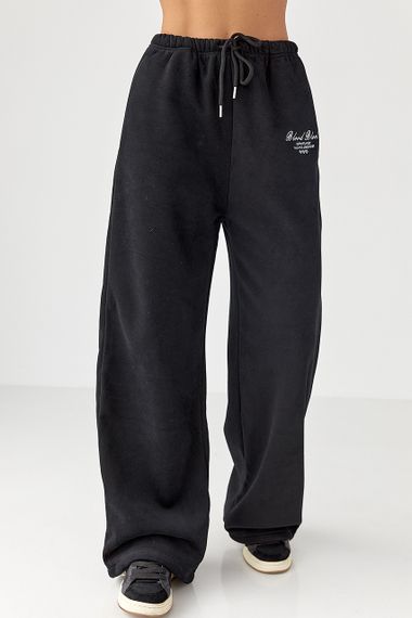 Утеплені спортивні штани з написом - чорний цвет, L/XL (є розміри)