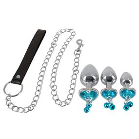 Анальні пробки з повідцем You2Toys Butt Plug Set, срібні Sex Aura