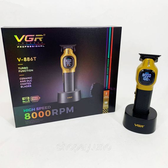 Електрична акумуляторна машинка для стрижки VGR V-886T GOLD, Машинка для стрижки з насадками бездротова CZ-58 | Зображення 4
