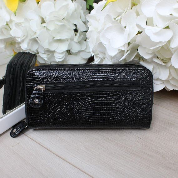 Кошелек женский из экокожи черный 19х9,5х4см | Зображення 3