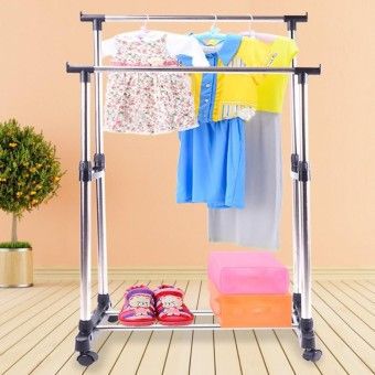 Телескопічна подвійна стійка - вішалка для одягу та взуття Double Pole Clothes Horse 160*80*42 см | Зображення 1