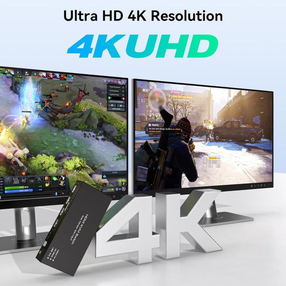 KVM-перемикач HDMI на 2 монітори TJCXELE, для 2 ПК, 2 ноутбуки, 4K 30Гц, з USB 2.0, док-станція з пультом | Зображення 5