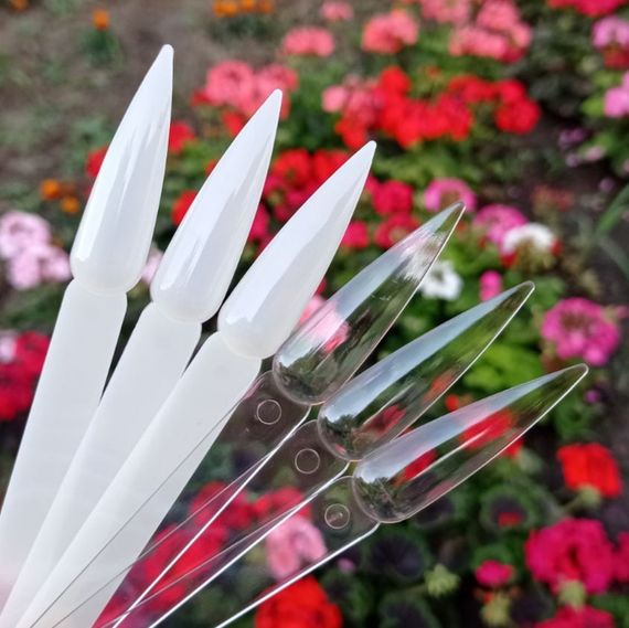 Тіпси стилет на кільці (25шт) молочні | Зображення 1