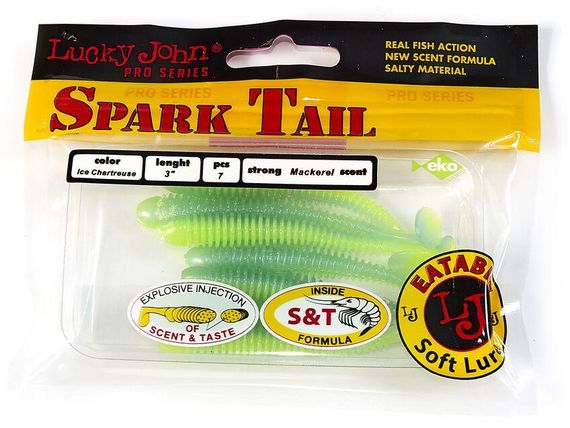 Виброхвосты съедоб. искусст. LJ Лаки Джон Pro Series Spark Tail 3,0in (07,60)/T57 7шт. | Зображення 1