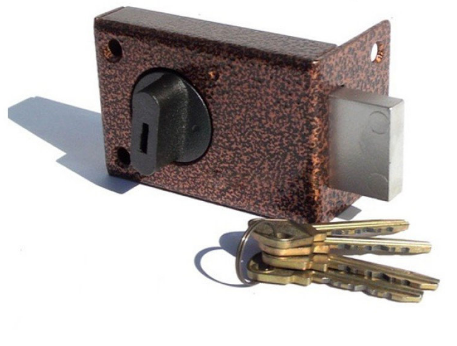 Замок накладной цилиндровый Мотор Сич ЗН1-114-6, 1 ригель, Backset 60 мм, медный цвет