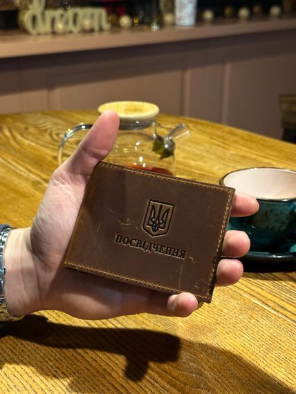 Обкладинка на посвідчення УБД шкіряна чорна коричнева | Зображення 2