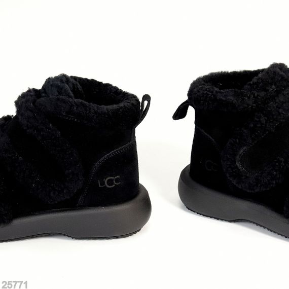 Зручні теплі зимові замшеві чорні черевики на липучці | Зображення 5