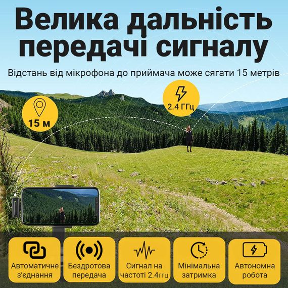 Беспроводной Lightning петличный микрофон Savetek P30, 2.4 ГГц, для Apple iPhone, iPad, до 15 м (0261) | Зображення 7