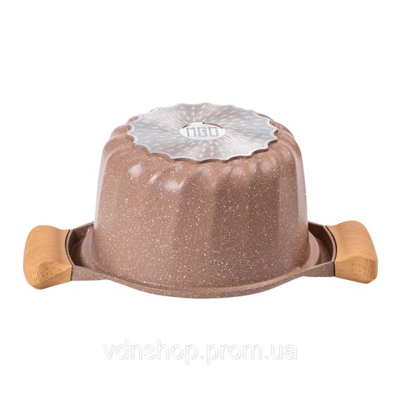 Алюмінієва каструля об'ємом 3 літри з кришкою Ø 20 см, мармурове антипригарне покриття MGC кавового кольору HP-4-432CO | Зображення 1