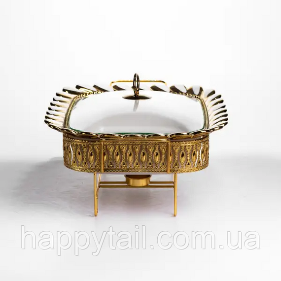 Мармітниця порцелянова Tiffany 2 л квадратна на металевій підставці 38х30х7 см SX42-3 | Зображення 3