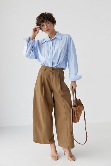 Широка класична сорочка на ґудзиках - блакитний цвет, ONE SIZE (є розміри) | Зображення 2