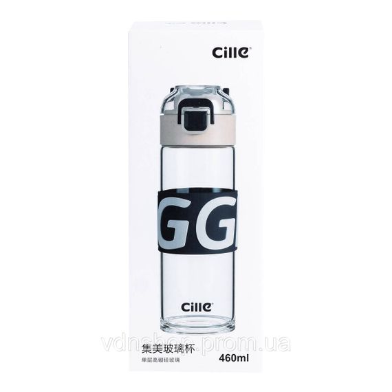 Пляшка для води 460 мл скляна з пластиковою кришкою Фіолетовий HP17299V | Зображення 2